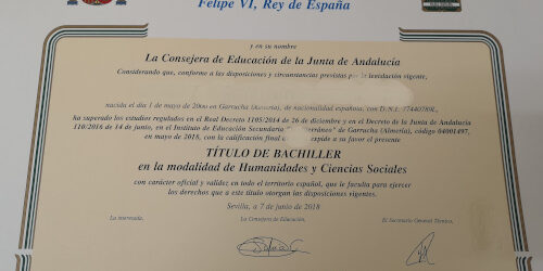 comprar título Bachillerato
