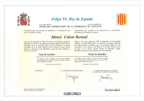 título bachillerato en cataluña